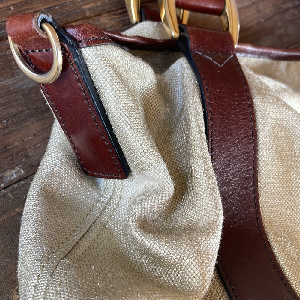 Burberry gold metallic coated canvas  satchel - Picture 16 of 16